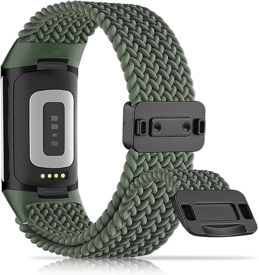 Magnetic Braided Nylon Compatible with Fitbit Charge 6 Bands/Fitbit Charge 5 Bands for Women Men, Soft Sport Stretchy Breathable Strap Replacement Wristband for Charge 6/Charge 5