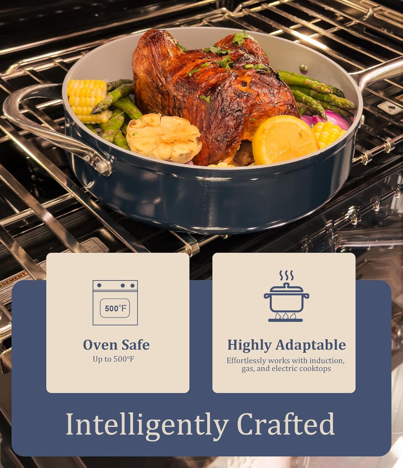 3.5qt Nonstick Ceramic Sauce Pan with Lid (8.19") Even Heat Distribution, Non Toxic & PFAS Free Healthy Cooking Pot for All Stovetops (Induction/Gas/Electric), Oven Safe 500°F, Cream