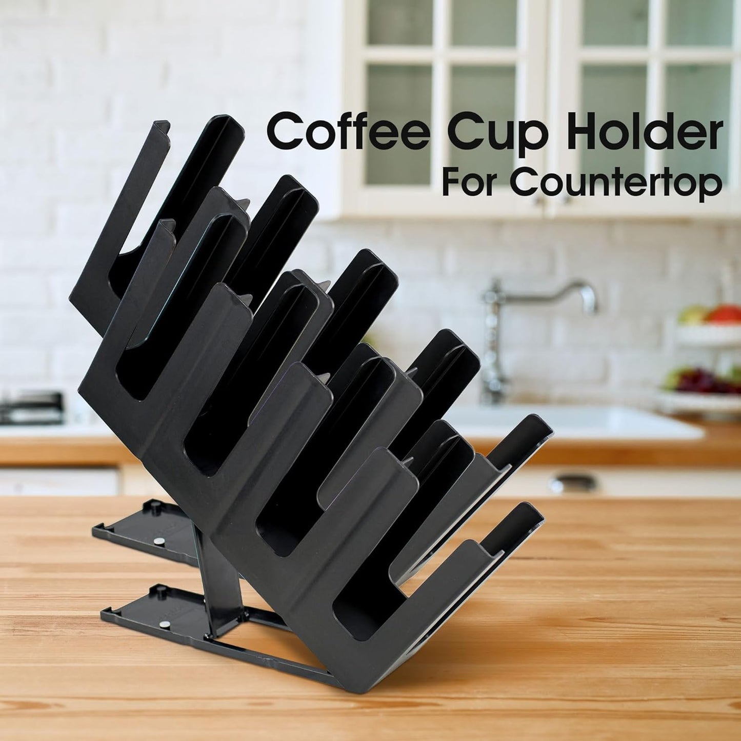 Clivia Pack of 2 Commercial Cup and Lid Holder, Coffee Cup Dispenser Organizer,Paper Cup Holder,Collapsible Design,4 Compartment Countertop Cup and Lid Organizer, Color Black