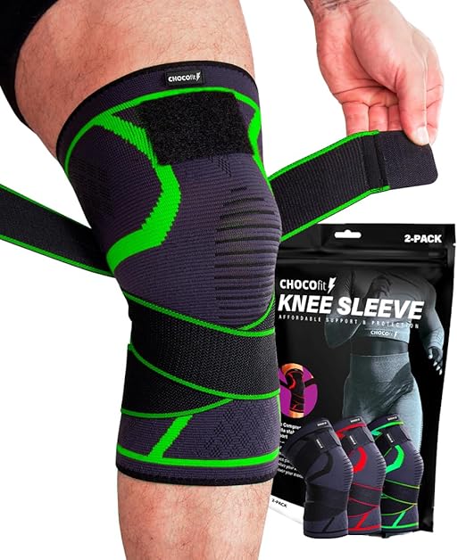 Knee Brace for Women & Men 2-PACK | Compression Knee Sleeve with Straps | Knee Support for Arthritis Pain | Knee Braces for Knee Pain | Knee Sleeves Weightlifting, Working Out, Running