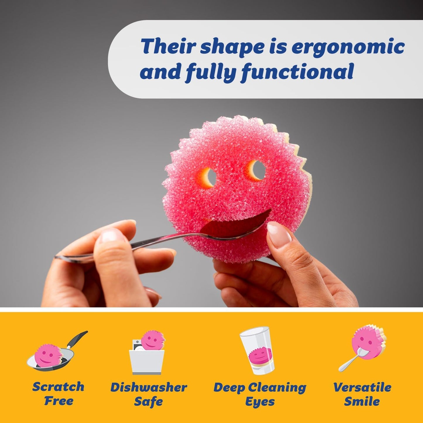 Scrub Daddy Scrub Mommy Kitchen Sponges for Dishes & Wiping Spills - Dual-Sided Dish Scrubber Sponge for Cleaning - Multi-Colored Bulk Pack - Stain & Odor Resistant (9 Count)