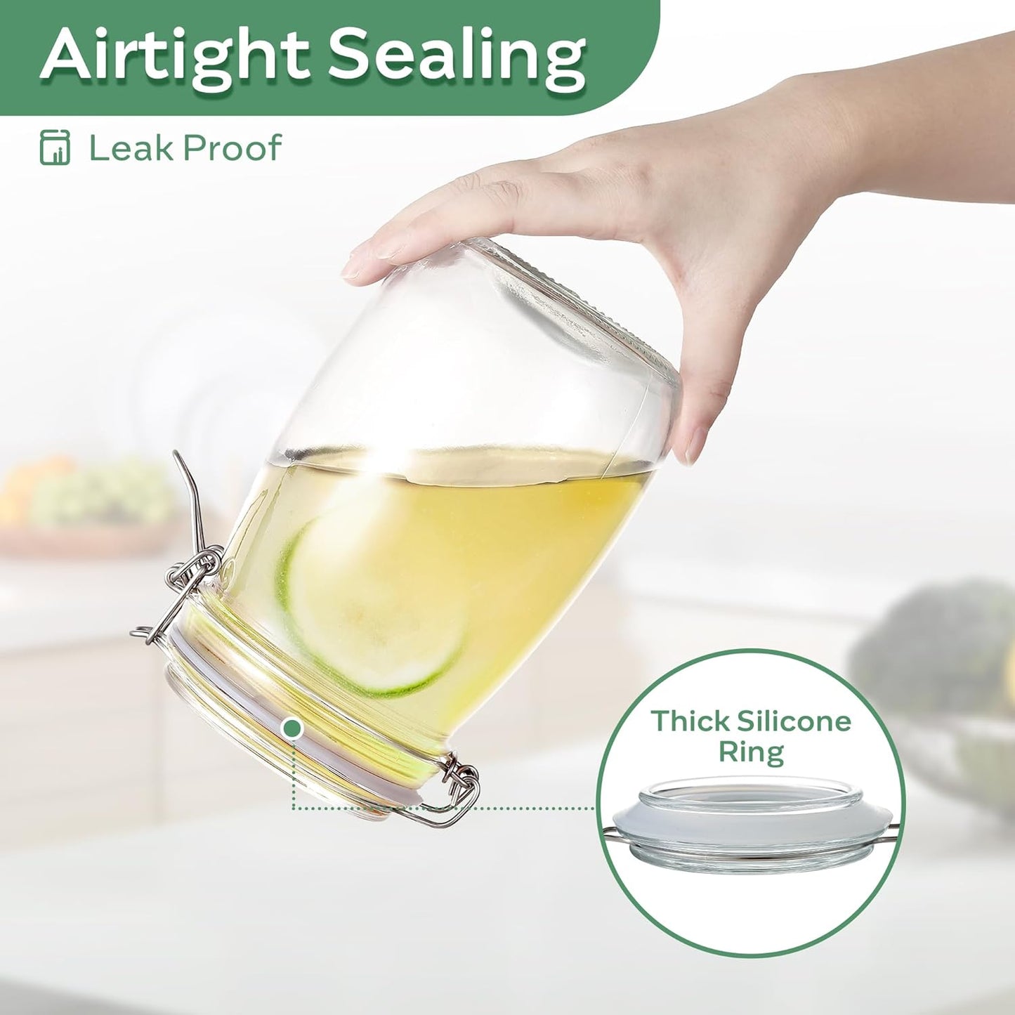 Glass Food Storage Jars with Airtight Lids 10 oz Cylinder 4 Pack Kitchen Storage Containers Small Cabinet Canisters Sealed Pot Canning for Pasta, Cereal, Coffee, Beans, Spice