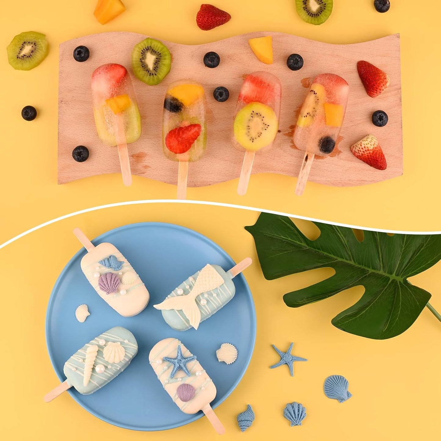 Sakolla Silicone Popsicle Molds Set of 3, Large Oval 4 Cavities Homemade Ice Pop Molds with 150 Wooden Sticks for Ice Cream, Cakesicles, Cake Pop (Pink)