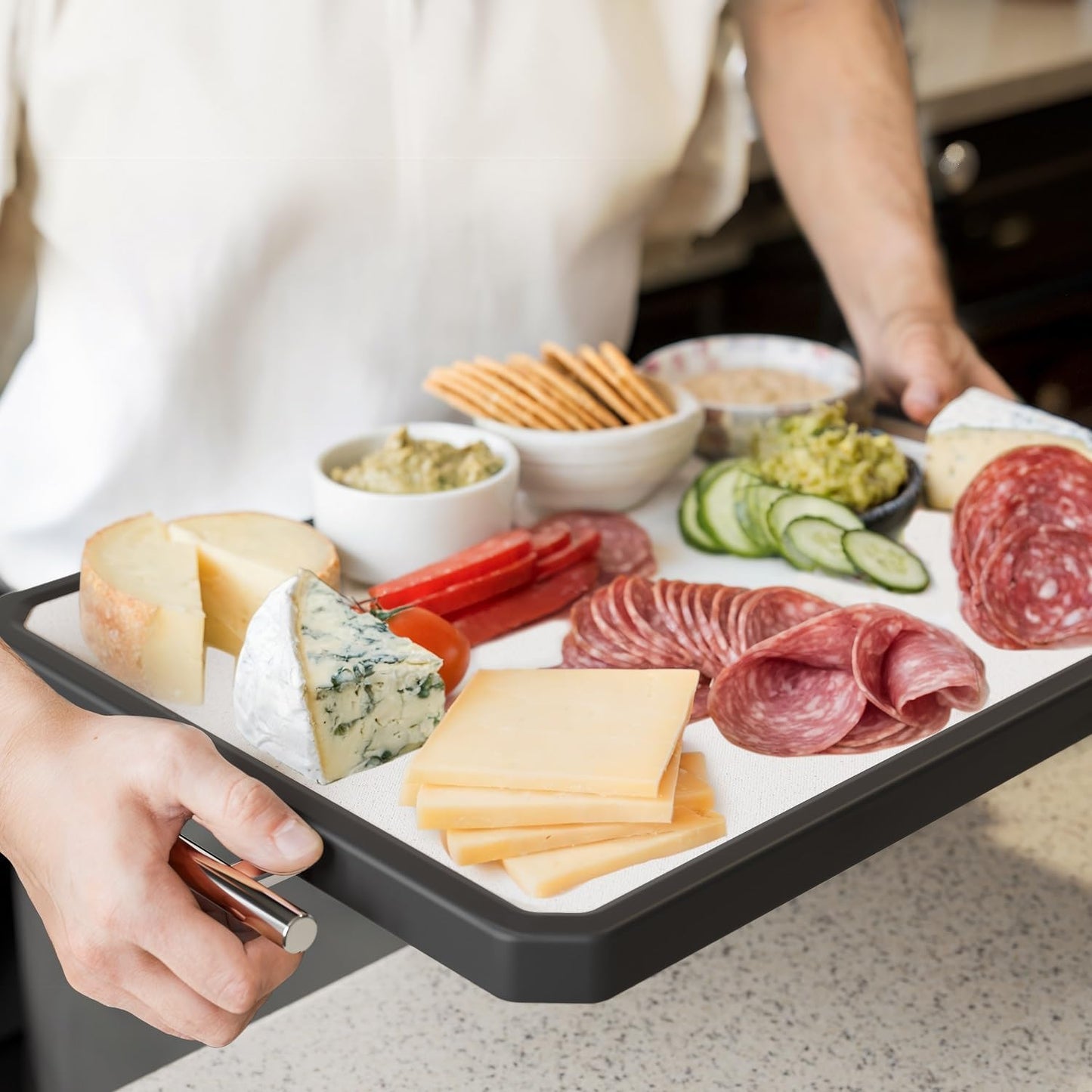 Titanium Cutting Boards for Kitchen, Large 16x11 Inch Pure Titanium and Wheat Straw PP Double Sided Chopping Board, Dishwasher Safe, Easy to Clean