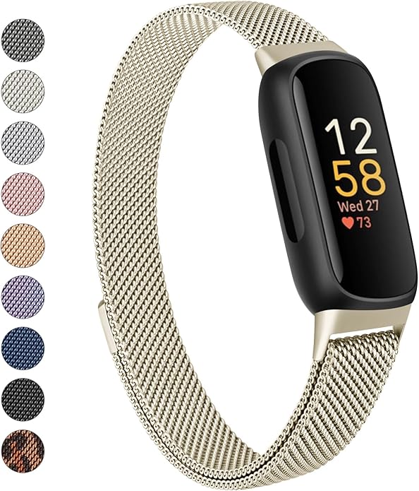 Meliya Metal Band for Fitbit Inspire 3 Bands Women Men, Stainless Steel Metal Mesh Loop Adjustable Magnetic Wristband Replacement Straps for Fitbit Inspire 3