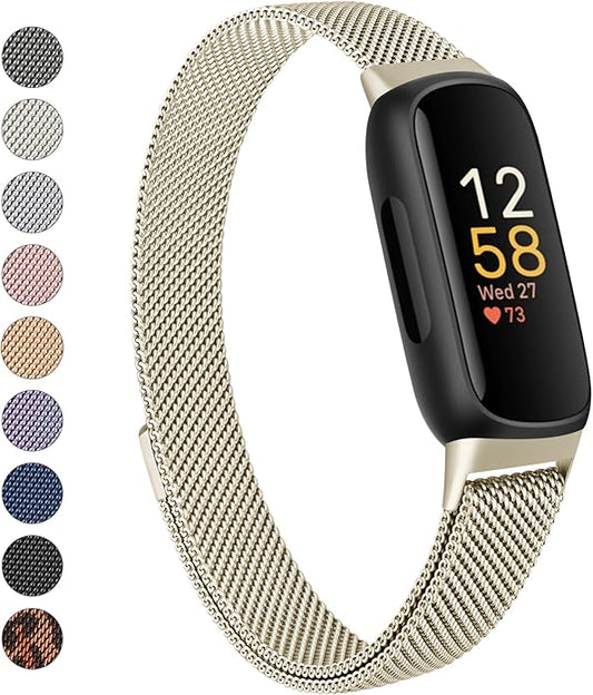 Meliya Metal Band for Fitbit Inspire 3 Bands Women Men, Stainless Steel Metal Mesh Loop Adjustable Magnetic Wristband Replacement Straps for Fitbit Inspire 3
