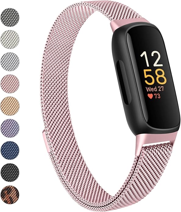 Meliya Metal Band for Fitbit Inspire 3 Bands Women Men, Stainless Steel Metal Mesh Loop Adjustable Magnetic Wristband Replacement Straps for Fitbit Inspire 3