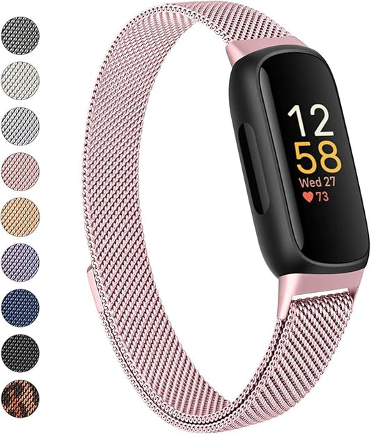 Meliya Metal Band for Fitbit Inspire 3 Bands Women Men, Stainless Steel Metal Mesh Loop Adjustable Magnetic Wristband Replacement Straps for Fitbit Inspire 3
