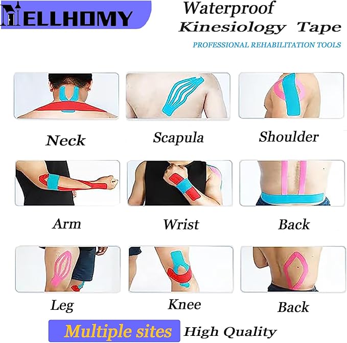 Kinesiology Tape Precut |80Strips - Elastic Pro Athletic Tape,Cotton Waterproof Breathable Sport Tape for Knee,Elbow Muscle & Joints Support & Pain Relief(Mixed)