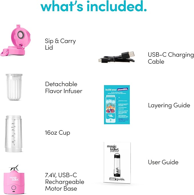 magic bullet Portable Blender MBPB50100FP Flamingo Pink