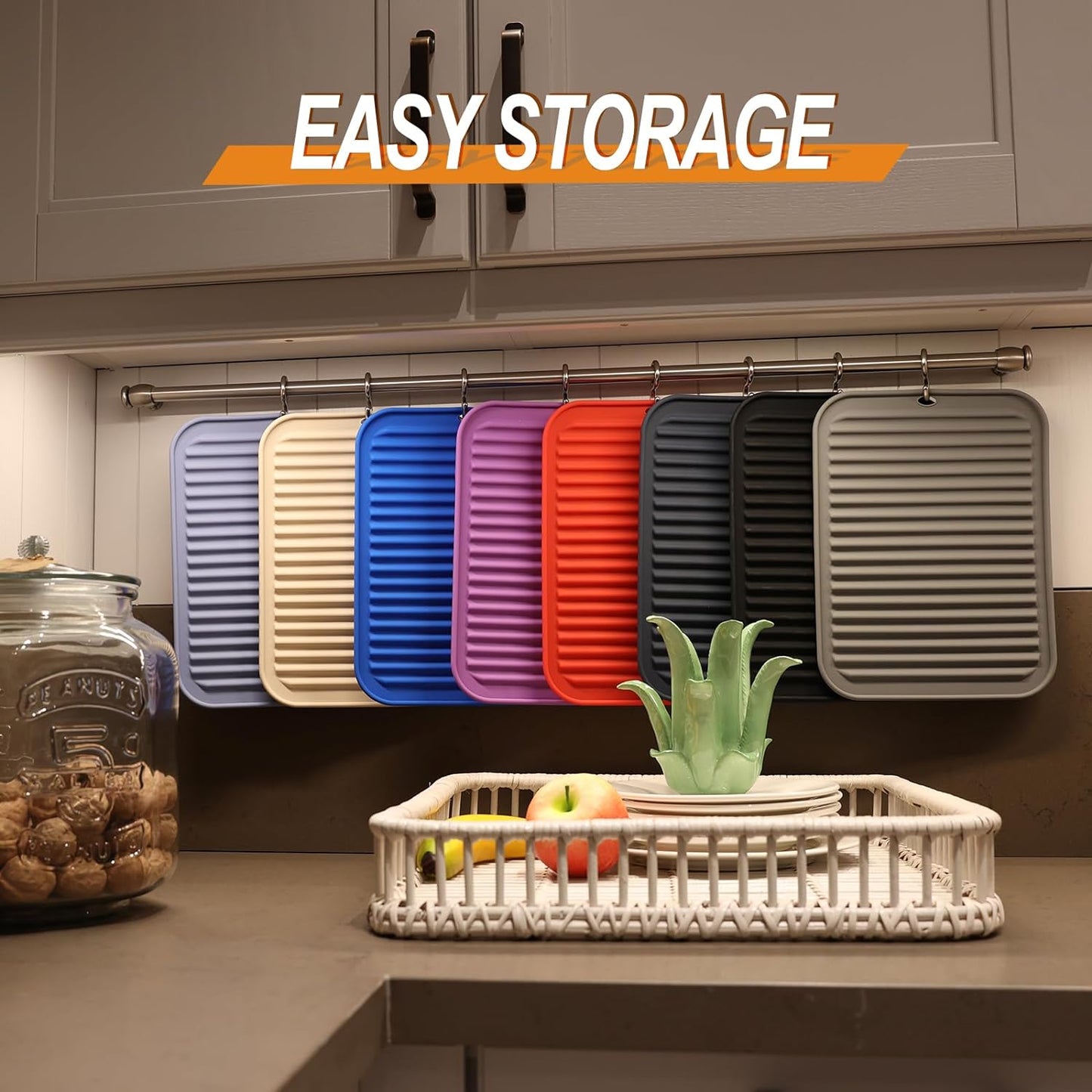 Joyhalo 4 Pack Silicone Trivets for Hot Pots and Pans,480℉ Heat Resistant Trivets for hot Dishes,Hot Pads for Countertop,Kitchen Potholders,Brown