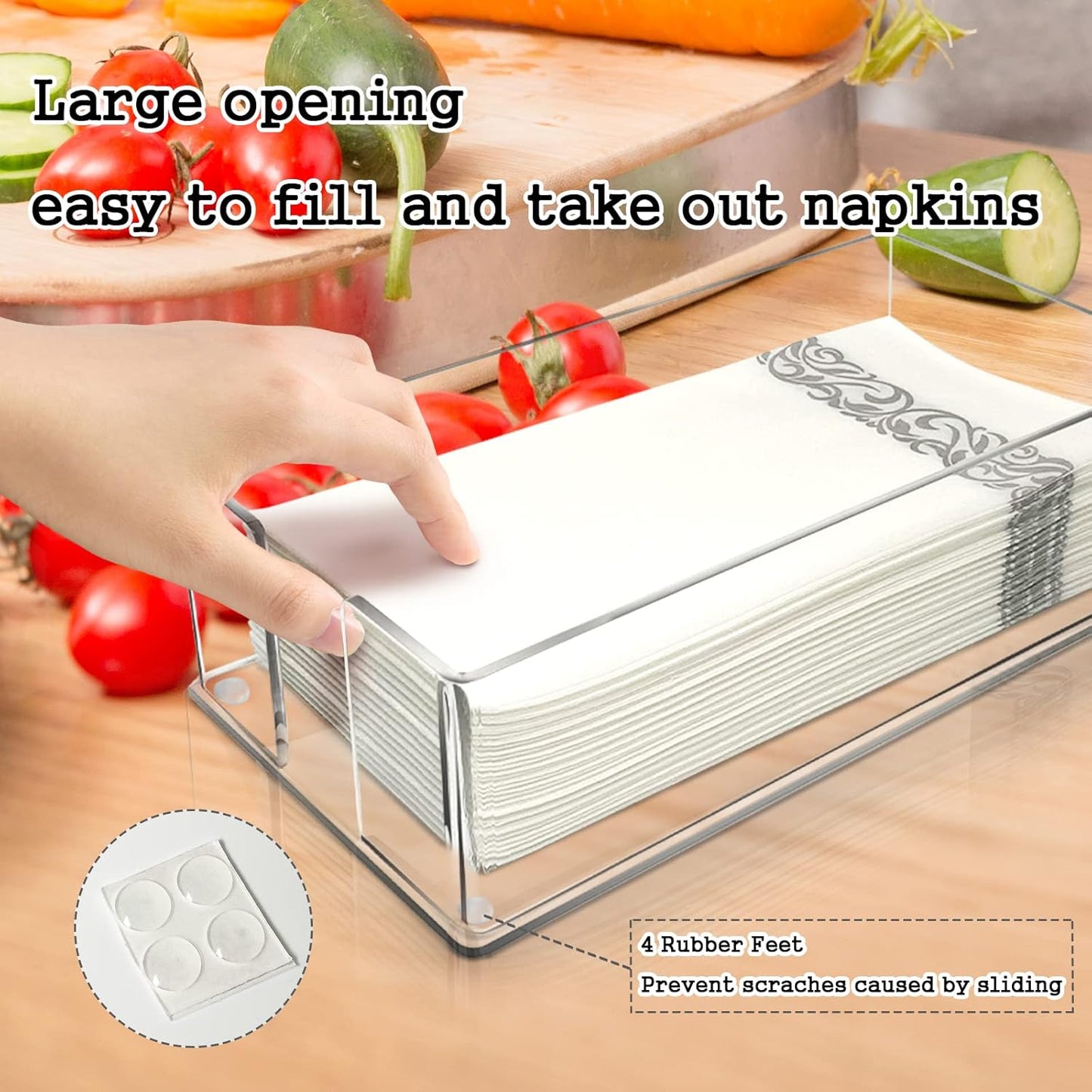 Guest Towel Napkin Holder, Acrylic Guest Towel Holder, Hand Towels Holder for Bathroom, Guest Towels Storage Tray for Kitchen, Parties, Weddings, Events (0.1in Thickness)