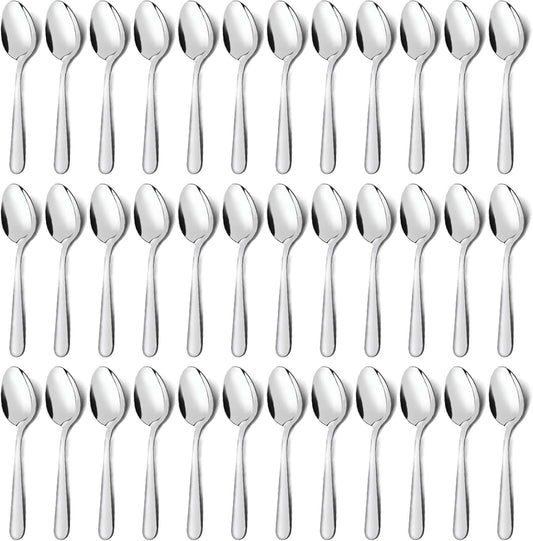 Unokit 36-Piece Silverware Set (6.7 inch), Stainless Steel Dinner and Dessert Spoons, Tablespoons - Mirror Polished, Dishwasher Safe