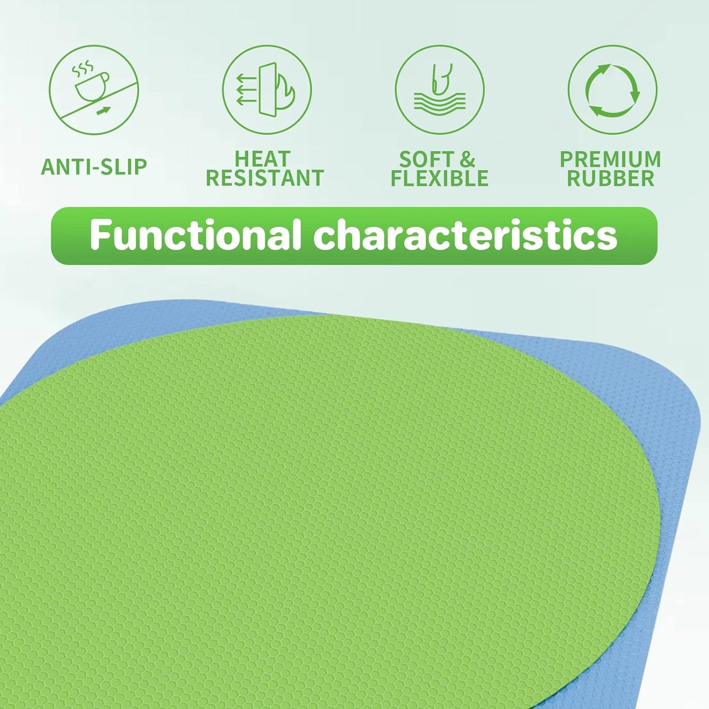 Leezmark 6pcs Jar Opener Gripper Pads, Rubber Jar Grippers Multi-function Jar Opener for Seniors with Arthritis Weak Hands Kitchen Coasters(Green, Blue)