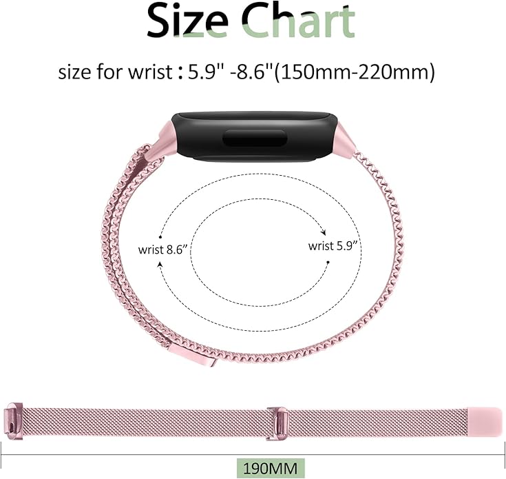 Meliya Metal Band for Fitbit Inspire 3 Bands Women Men, Stainless Steel Metal Mesh Loop Adjustable Magnetic Wristband Replacement Straps for Fitbit Inspire 3