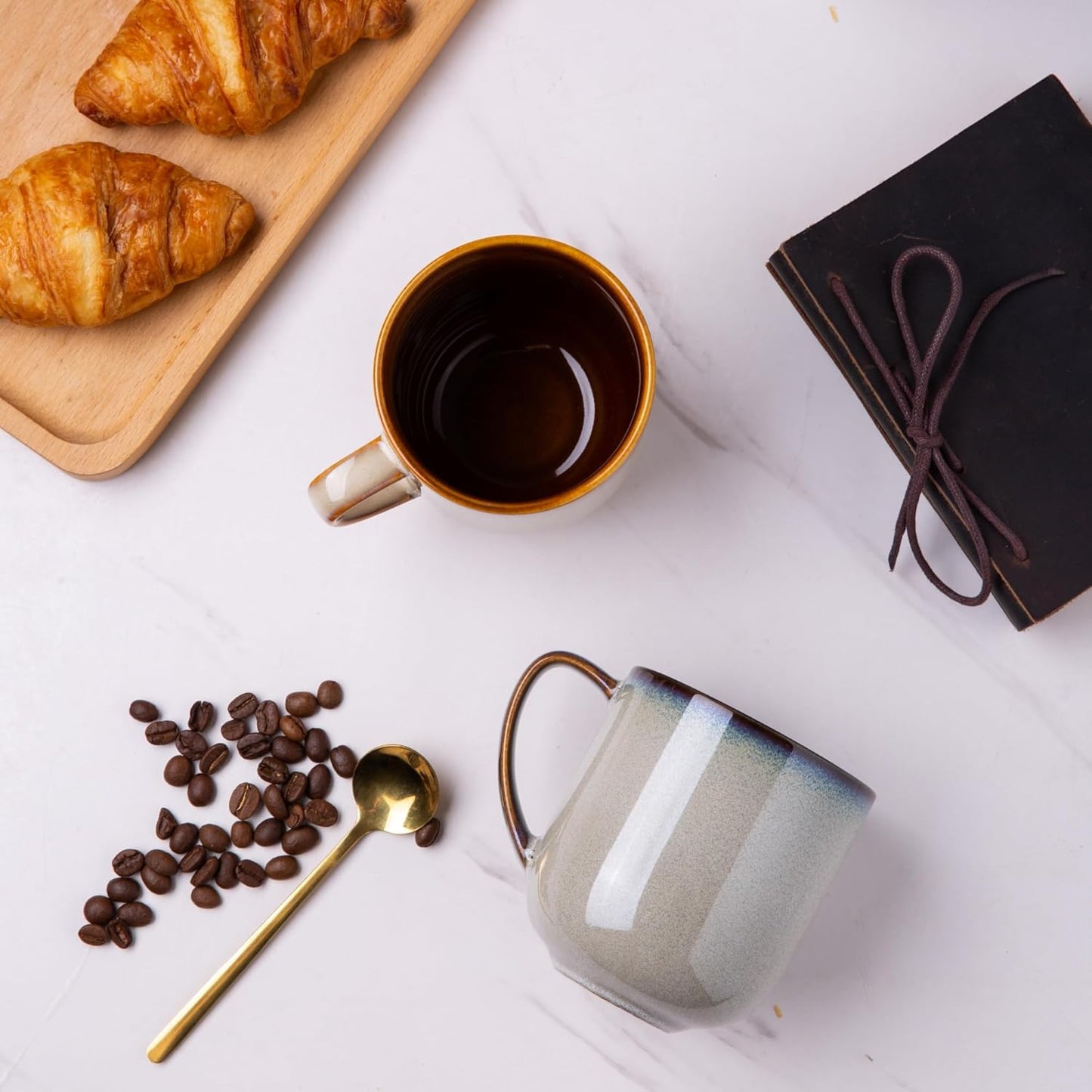 LERATIO 12OZ Ceramic Coffee Mugs Set of 6, Large Porcelain Coffee Cups With Large Handle For Latte,Cappuccino,Milk,Cocoa,|Dishwasher&Microwave Safe Mug Sets,Ideal for Man,Woman,Dad, Mom-Mixing