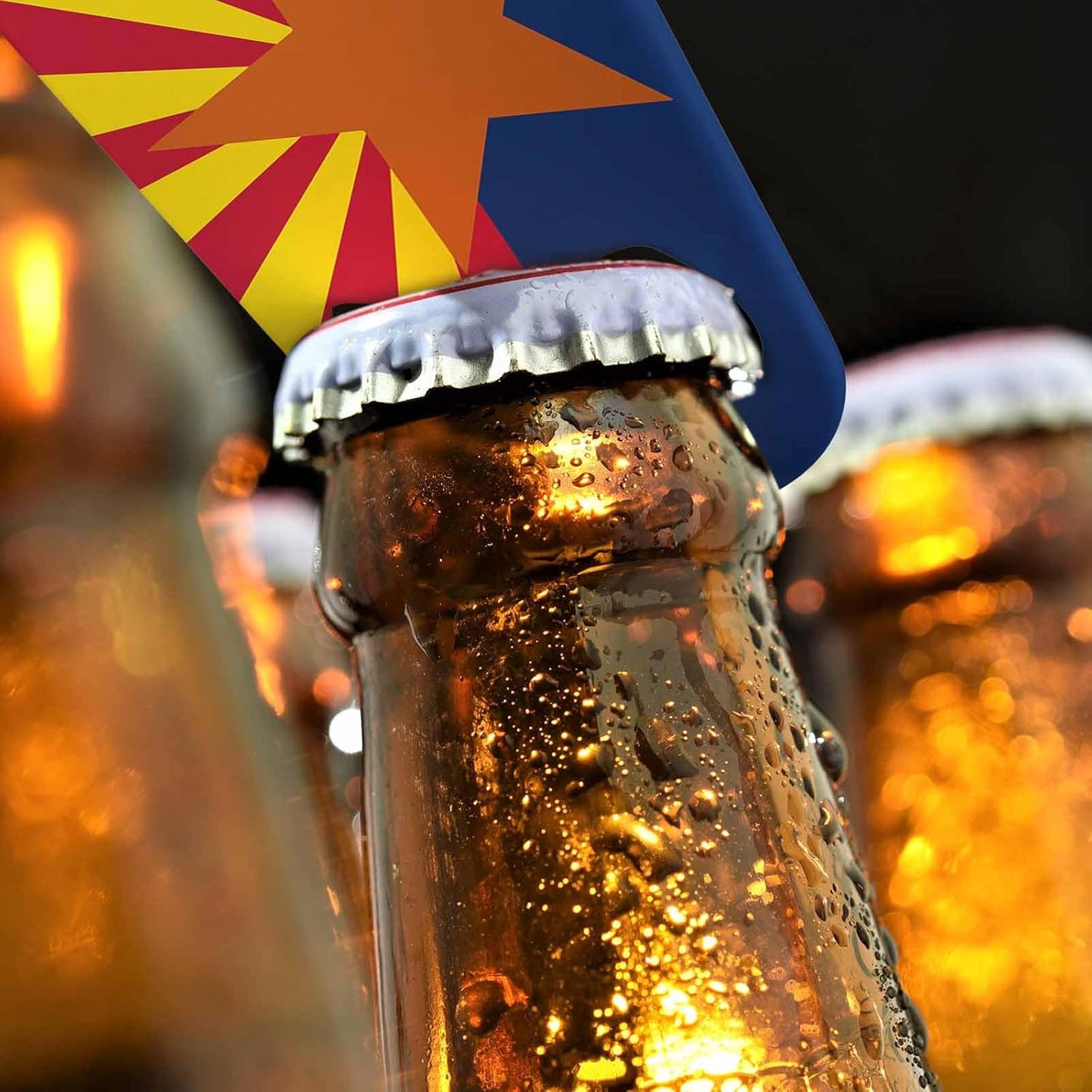 USA Flag Stainless Steel Bottle Opener Vintage America Arizona State Flag Blue Red Color Freedom Modern Flat Beer Bottle Opener Keychain for Home Kitchen Bar Restaurant Party Birthday Gift
