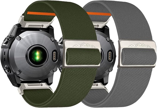 26mm Nylon Stretchy Band for Garmin Fenix 6x/5x/7x Band, Soft Adjustable Smartwatch Bands for Garmin Fenix 5X Plus, Fenix 6X Pro,Fenix 3,Fenix 3 HR, Descent MK1/Mk2/ Mk2S,Enduro/Enduro 2