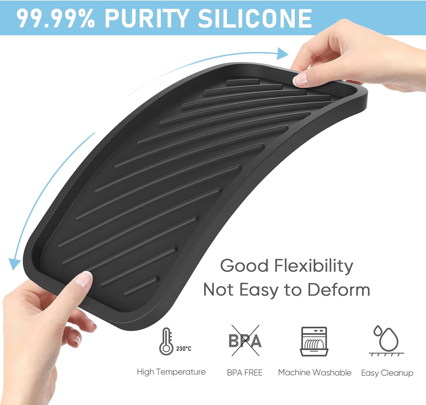 EG-SIPRO Silicone Sponge Holder,Large 10" Kitchen Sink Organizer Tray Kitchen Soap Tray Soap Sponge Holder for Bathroom Counter Sponge Caddy Dish Soap for Scrubber,Soap Dispenser,Scouring Pad