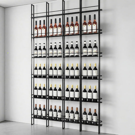 Wine Racks Wall Mounted, 6-Tier Wine Storage Holder, Black Industrial Bar Liquor Bottle Display Shelf, for Home Bar, Kitchen, Dining Rooms, & Wine Cellars (Black, 1 Column)