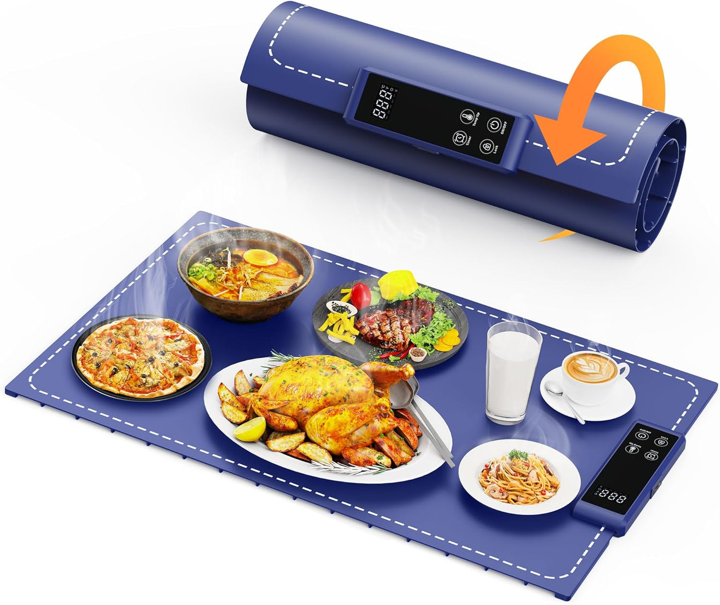 Warming Mat for Food Electric Food Warming Tray Large 24x16in Rapid Full-Surface Heating Portable & Rollable Versatile Food Warmer for Countertop Perfect for Gatherings Parties Everyday Use
