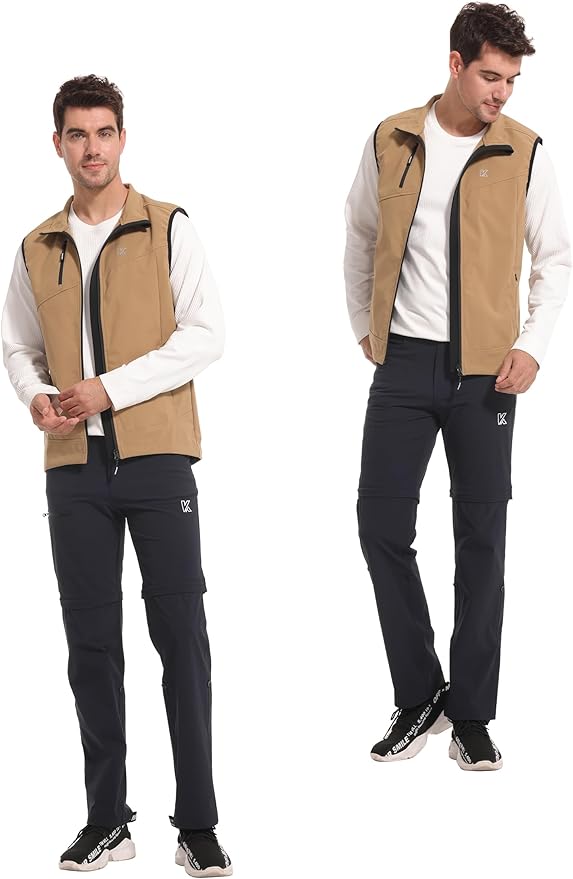 KUTOOK Men’s Softshell Sleeveless Jacket Winter Warm Fleece Outerwear Vests for Cycling Golf Hiking
