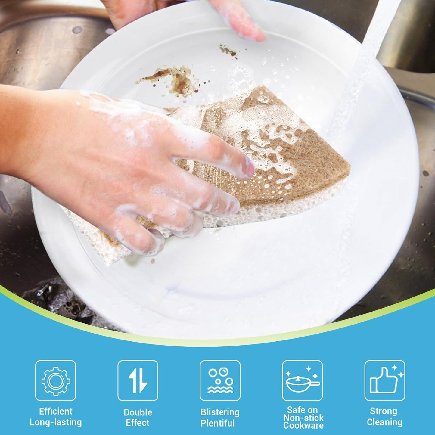 AIDEA XL Scrub Sponges Non-Scratch, 24Count, Large Natural Sponge for Non Stick Cookware, Sponges Kitchen, Cellulose Cleaning Sponge for Dishes, Kitchen, Bathroom, Household