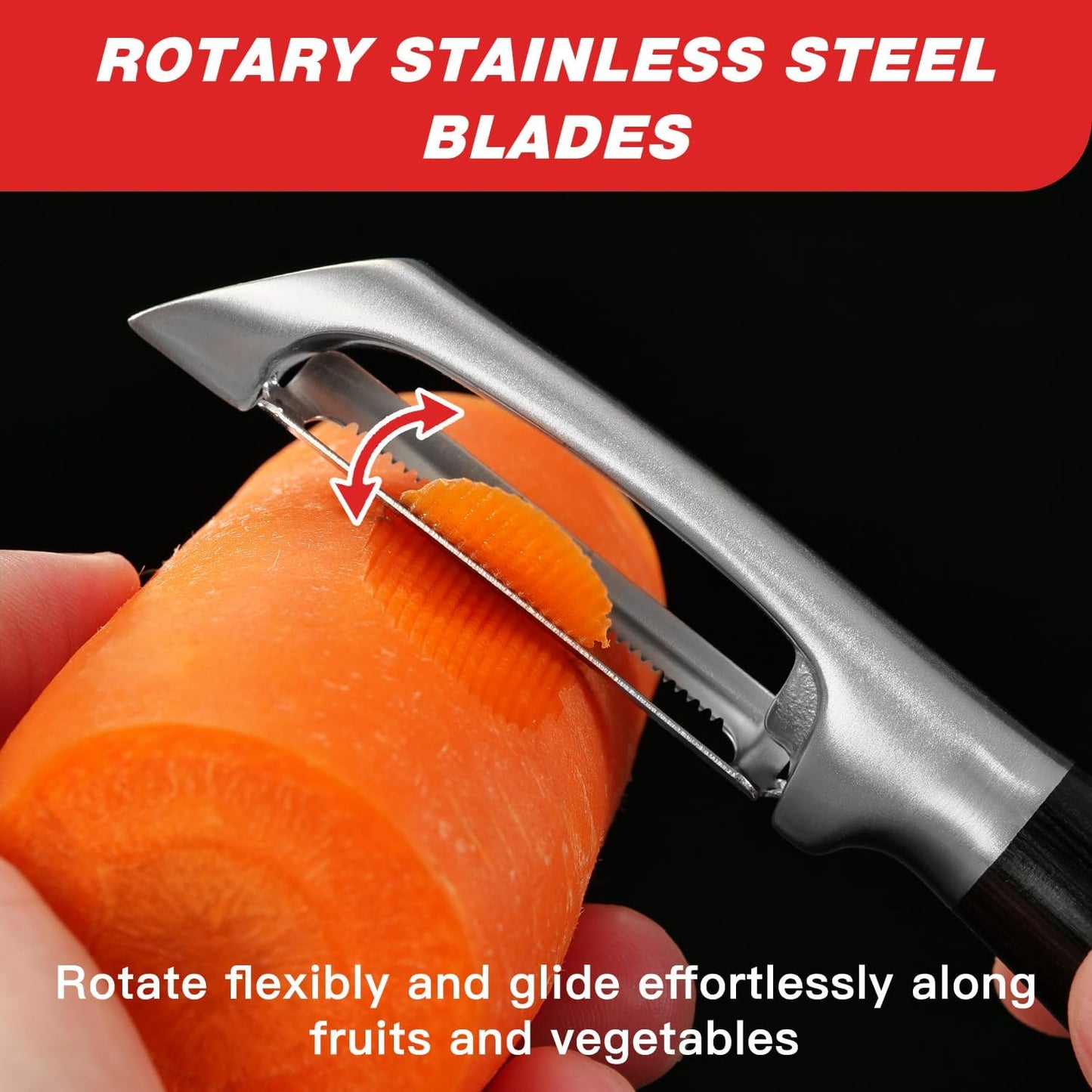 KULUNER 304 Stainless Steel Multi-Function Kitchen Peeler - With Solid Wood Handle, Sharp Durable Blade, Effortlessly Peels Vegetables and Fruits, Essential Kitchen Tool（ Type I）