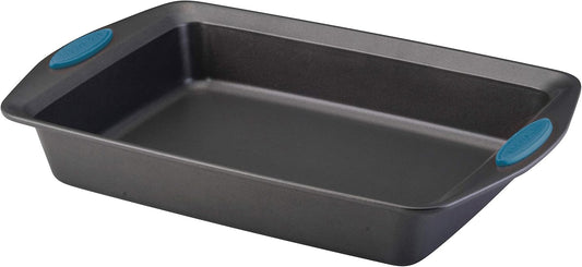 Rachael Ray Yum -o! Nonstick Bakeware Baking Pan With Grips / Nonstick Cake Pan With Grips, Rectangle - 9 Inch x 13 Inch, Gray