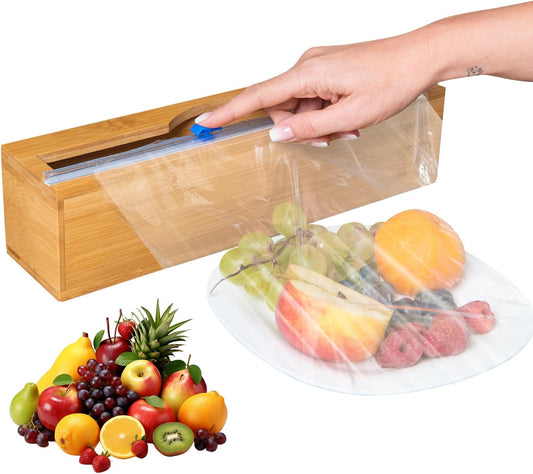 Plastic Wrap Dispenser with Cutter - Fits 12" Rolls - Cuts Aluminum Foil, Saran Wrap, Cling Wrap, Wax Paper
