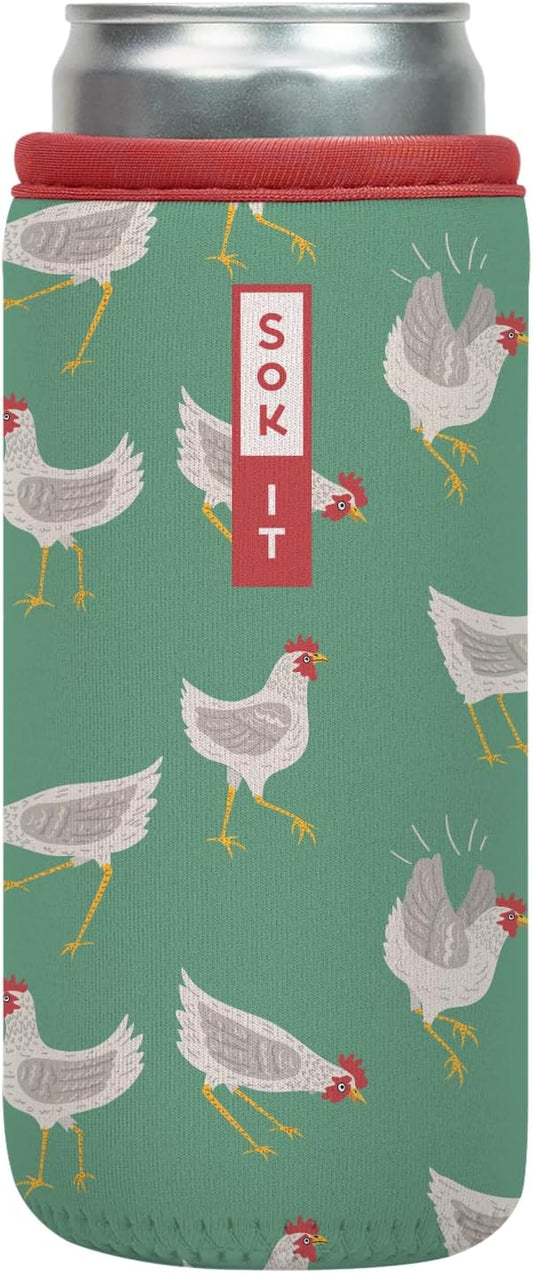 Sok It CanSok Sleeve for Beer & Soda Insulated Neoprene Cover (Flew The Coop, 12oz Slim Can Sleeve)