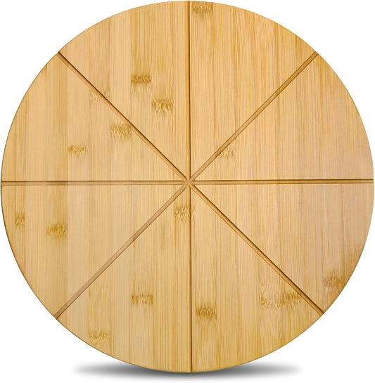 20" Round Cutting Board Pizza Cutting Board Extra Large 20inch Double Sided 3XL Pizza Prep Wooden Bamboo Serving Platter Tray Pizza Oven Accessories Circle Pre Block with Cutting Grooves
