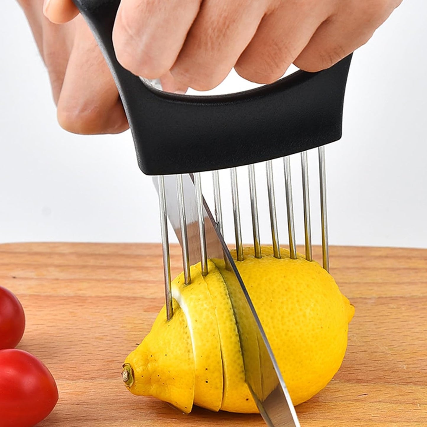 Stainless Steel Onion Slicer Holder, Onion Holder for Slicing & Onion Cutter, Tomato Slicer for Vegetables (Onions, Tomatoes, Potatoes, Avocados, Eggs), Kitchen Slicing Assistant Tool (B-2 PCS)