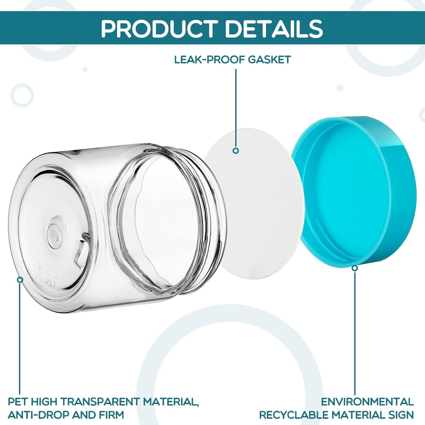 SATINIOR 6 Pack 1 oz Plastic Jars Containers with Lids Wide-mouth Refillable Leakproof Reusable Round Empty Jars for Travel Cosmetic Dry Food Spice Candy Cookie Home Kitchen Organizing(Blue)