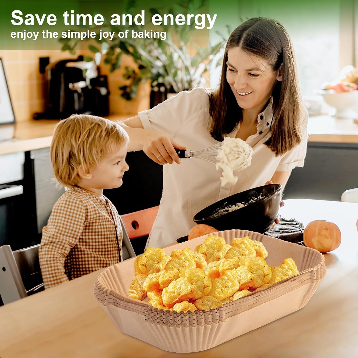 Air Fryer Liners Disposable, 200 pcs Rectangle Air Fryer Parchment Paper Sheets Air Fryer Accessories for Ninja SL401 DoubleStack XL 2-Basket Air Fryer