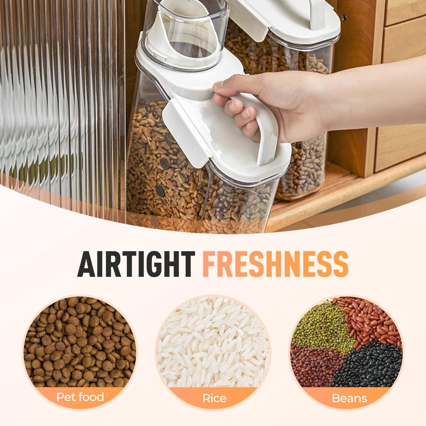 Clear Airtight Food Storage Containers, Transparent Cereal Dry Food Storage with Pouring Spout, for Flour, Sugar and Cereal (95oz Blue)