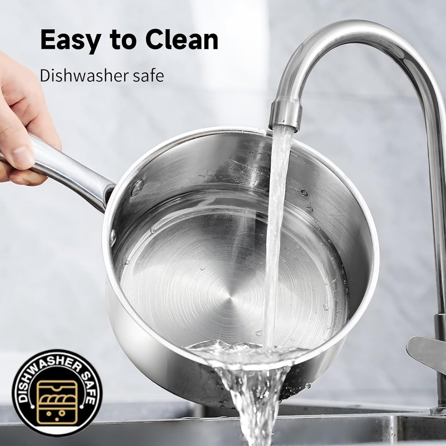 1Qt & 2Qt & 3QT Stainless Steel Sauce Pan Set with Lid,6 Pcs Non Stick Saucepan,Small Kitchen Pots,Induction Compatible,PFOA FREE