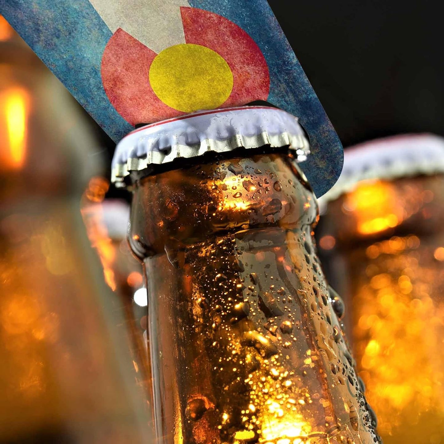 Colorado Flag Stainless Steel Bottle Opener Vintage Colorado State Flag Blue White Stripe Red Yellow Flat Beer Bottle Opener Keychain for Home Kitchen Bar Restaurant Party Birthday Gift