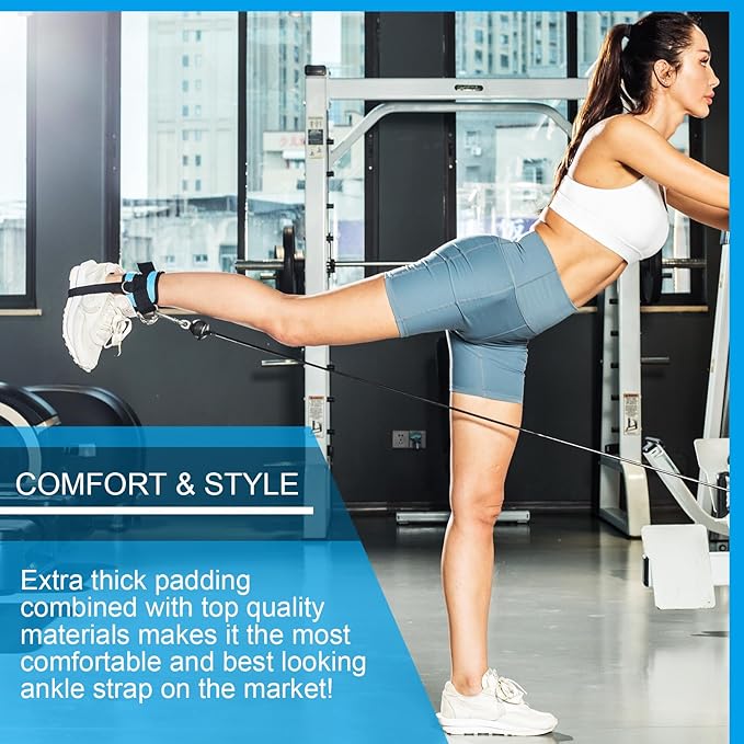 VAIIO Ankle Straps for Cable Machines,Adjustable Comfort fit Neoprene, Reinforce Double D-Ring - Premium Ankle Cuffs to Improve Abdominal Muscles, Lift The Butts, Tone The Legs for Men & Women