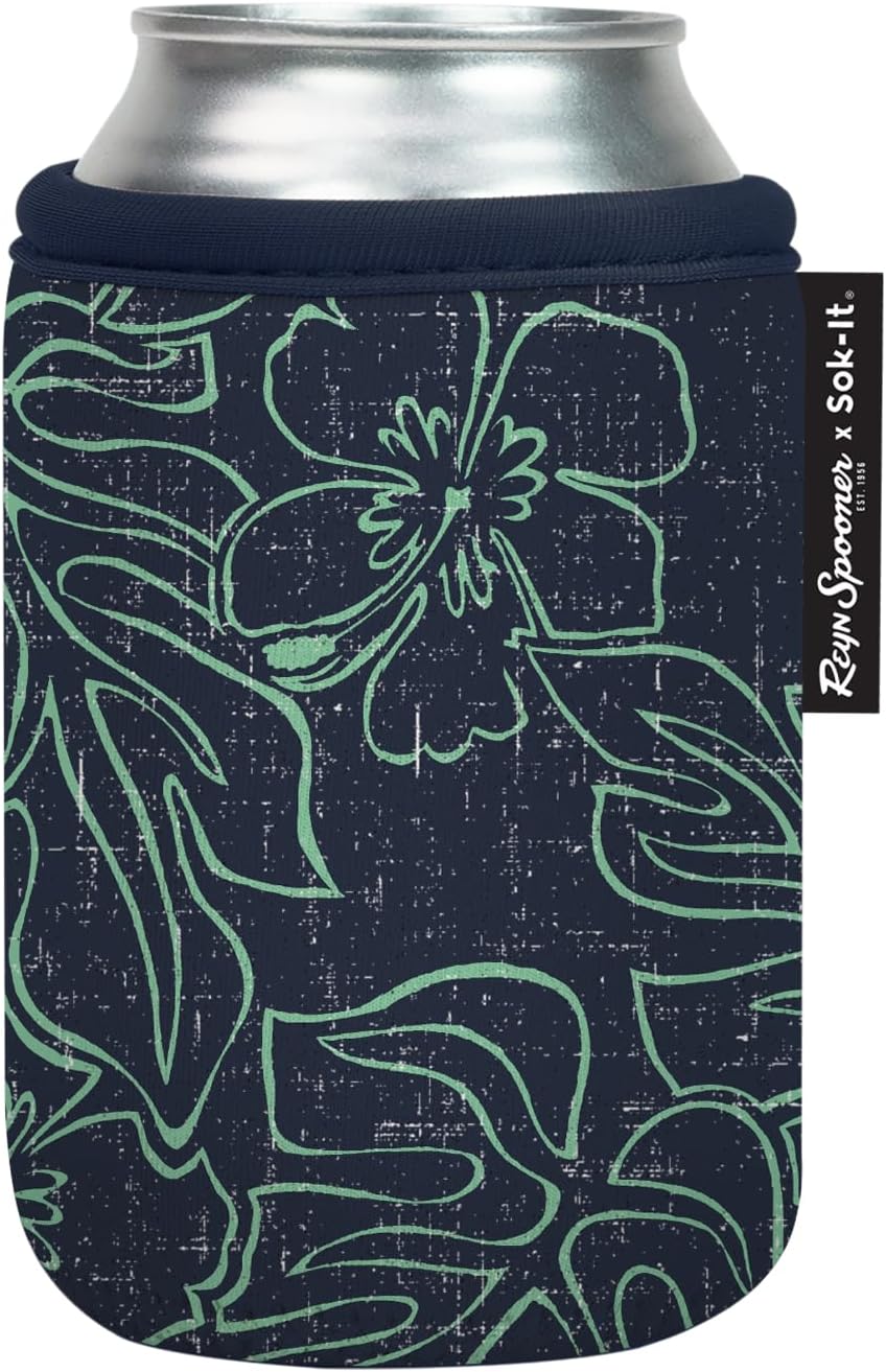 Sok It CanSok Sleeve for Beer & Soda Insulated Neoprene Cover (Reyn Spooner Monstera Ink, 12oz Can Sleeve)