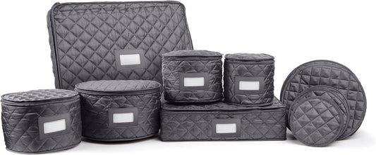 Covermates Keepsakes - Dish Storage Set - Padded Protection - ID Window - Stain Resistant - Machine Washable - China Storage, Slate