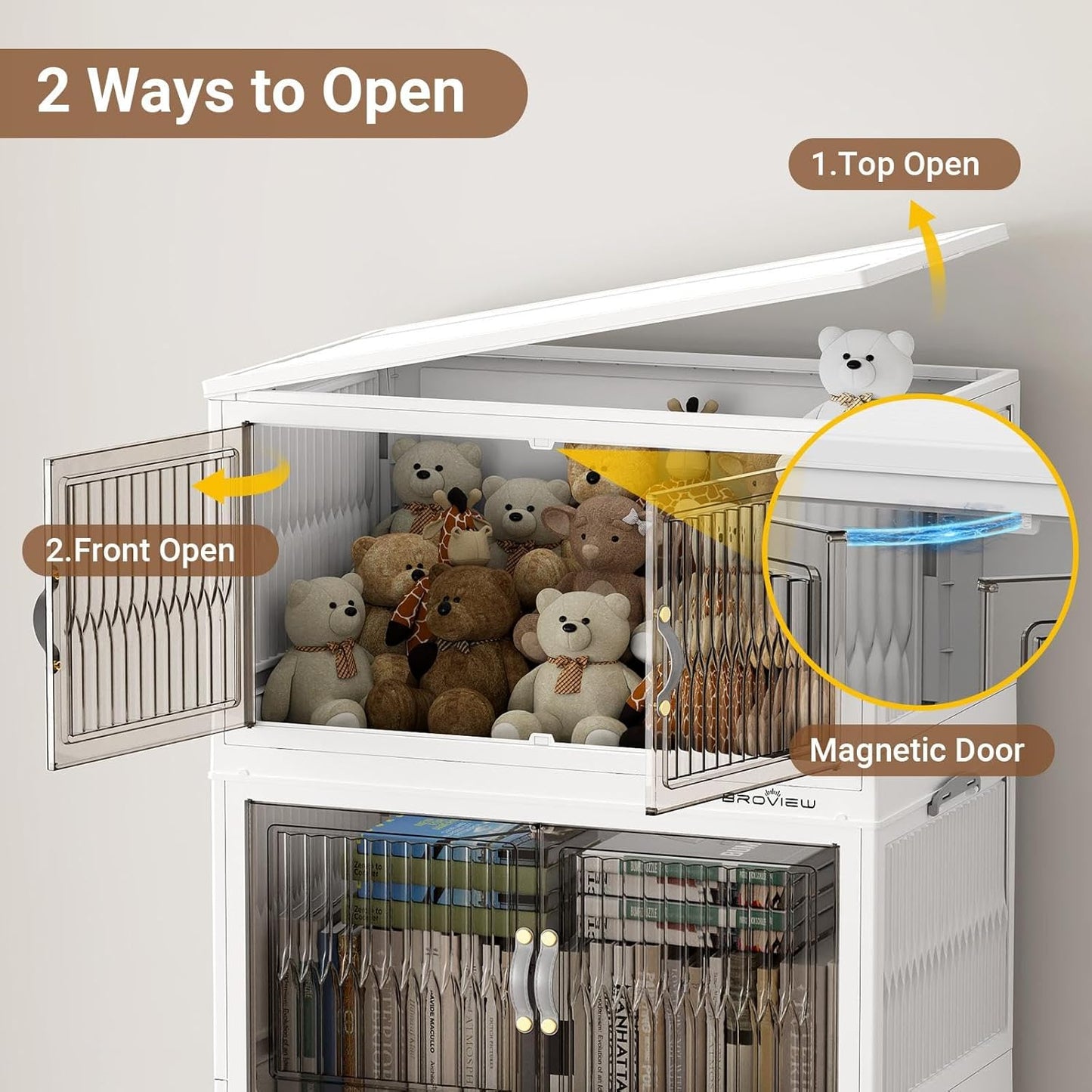 400Qt Stackable Storage Bins with Lid, Extra Large Closet Organizer Collapsible Drawer Boxes with Wheels, Folding Plastic Cabinet Containers for Home Kitchen Room Organization, 4Pack White