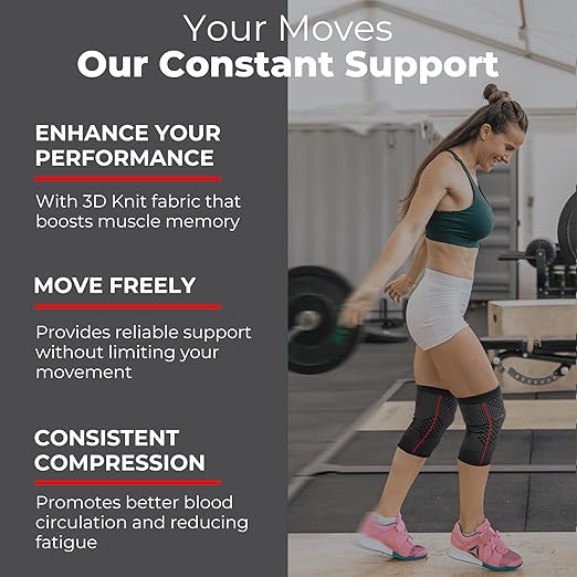 Knee Brace for Women and Men with Patella Gel Pad, Non-Slip Knee Compression Sleeve for Knee Pain Relief, Knee Support for Meniscus Tear, ACL, Arthritis, Sports and Recovery Support