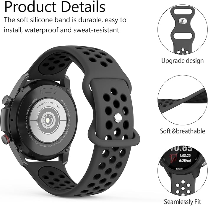 Meliya Bands Compatible with Garmin Forerunner 245/645 & 55/158 Band, 20mm Replacement Soft Silicone Sport Band for Garmin Forerunner 645/245 Music & 55/158 Smart Watch