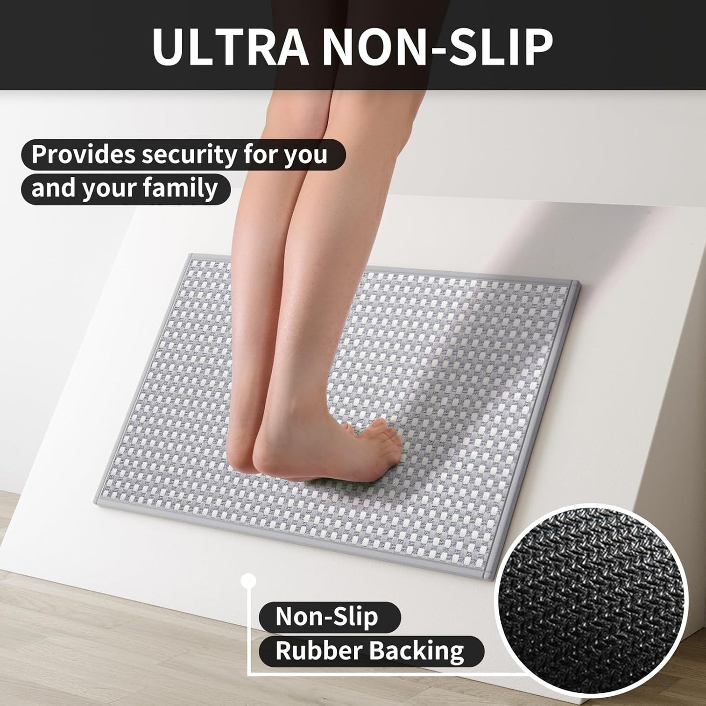 Kitchen Mat Kitchen Rugs Sets of 2 PCS Non Slip Washable, Super Absorbent Soft Braided Kitchen Mats for Floor, Rubber Backing Comfort Standing Kitchen Sink Mat Runner Rug, Gray 17"x28"+17"x47"