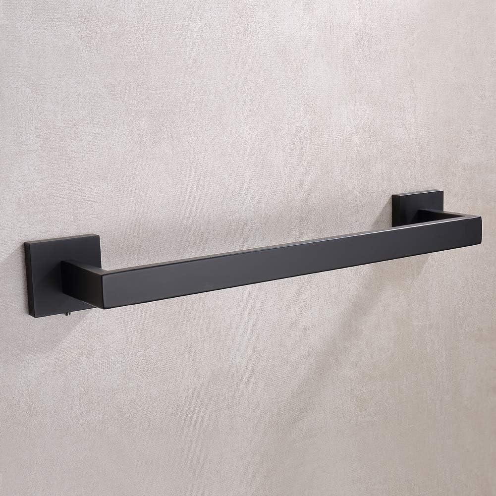 TASTOS 16 Inch Black Single Towel Bar Rack, SUS 304 Stainless Steel Bathroom Towel Bar Heavy Duty Towel Holder Kitchen Towel Rod, Wall Mount with Screws Towel Bar Rod Matte Black Finish