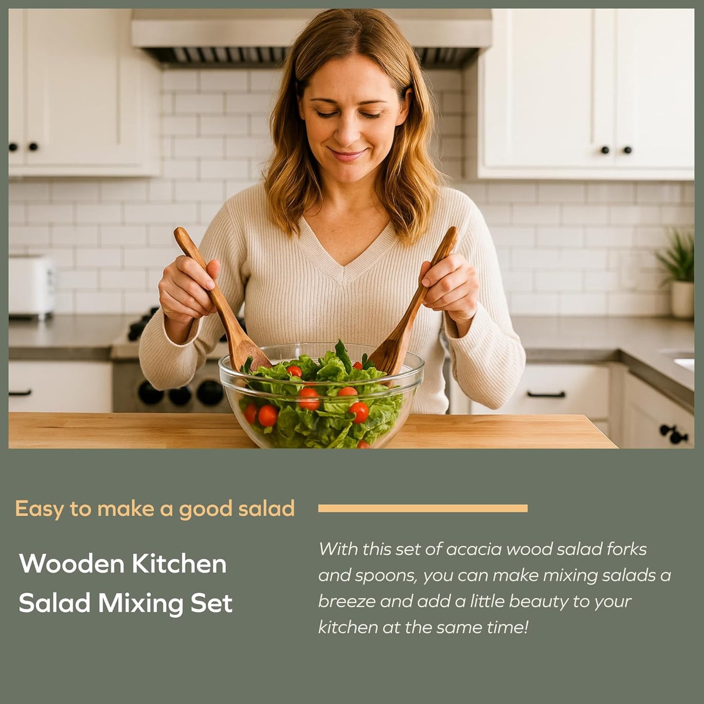 Muso Wood Acacia Salad Servers,10-inch,set of 2 (Acacia salad servers)