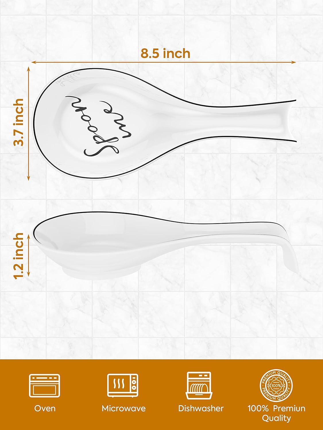 NJCharms Ceramic Spoon Rest for Stove Top, Porcelain Spoon Holder, Large Utensil Rest for Kitchen Counter, Spoon Rest for Spoon, Ladle, Spatula, Modern Farmhouse Kitchen Decor, 1 Pcs