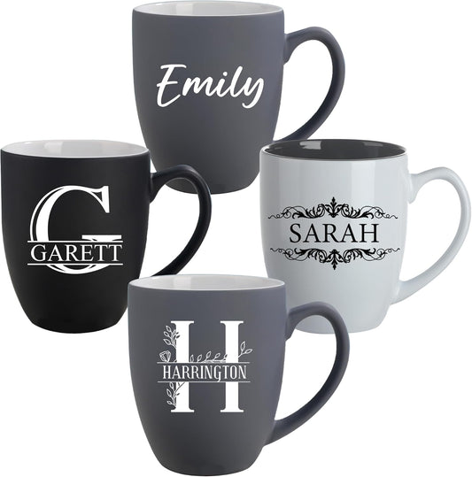 Personalized Coffee Mug - 15oz Engraved Mug with Custom Text & Name, Initials Monogram Tea Cup Gifts for Men & Women, Birthdays, Mother's Day, Anniversary, Customized Coffee Cup, Tazas Personalizadas