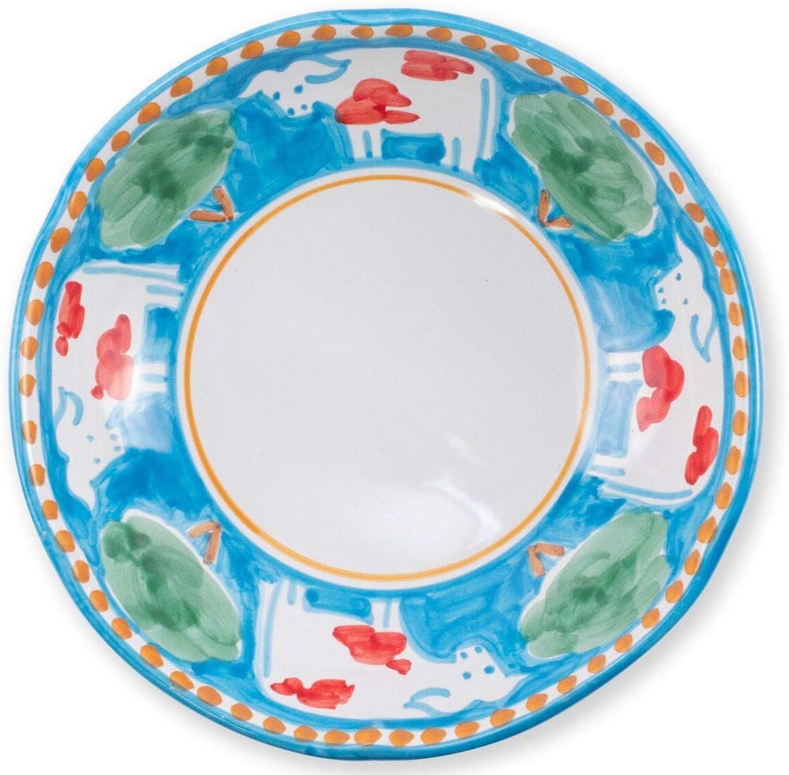 Vietri Campagna Mucca Coupe Pasta Bowl, Light Blue, Soup Salad Spaghetti Server 8.75" D Earthenware Dish